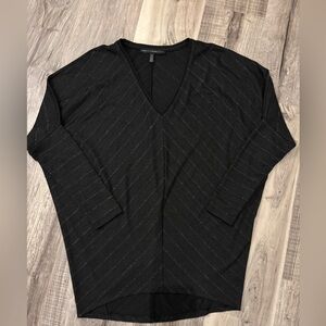 White House Black Market Black Long Sleeve V-Neck Top